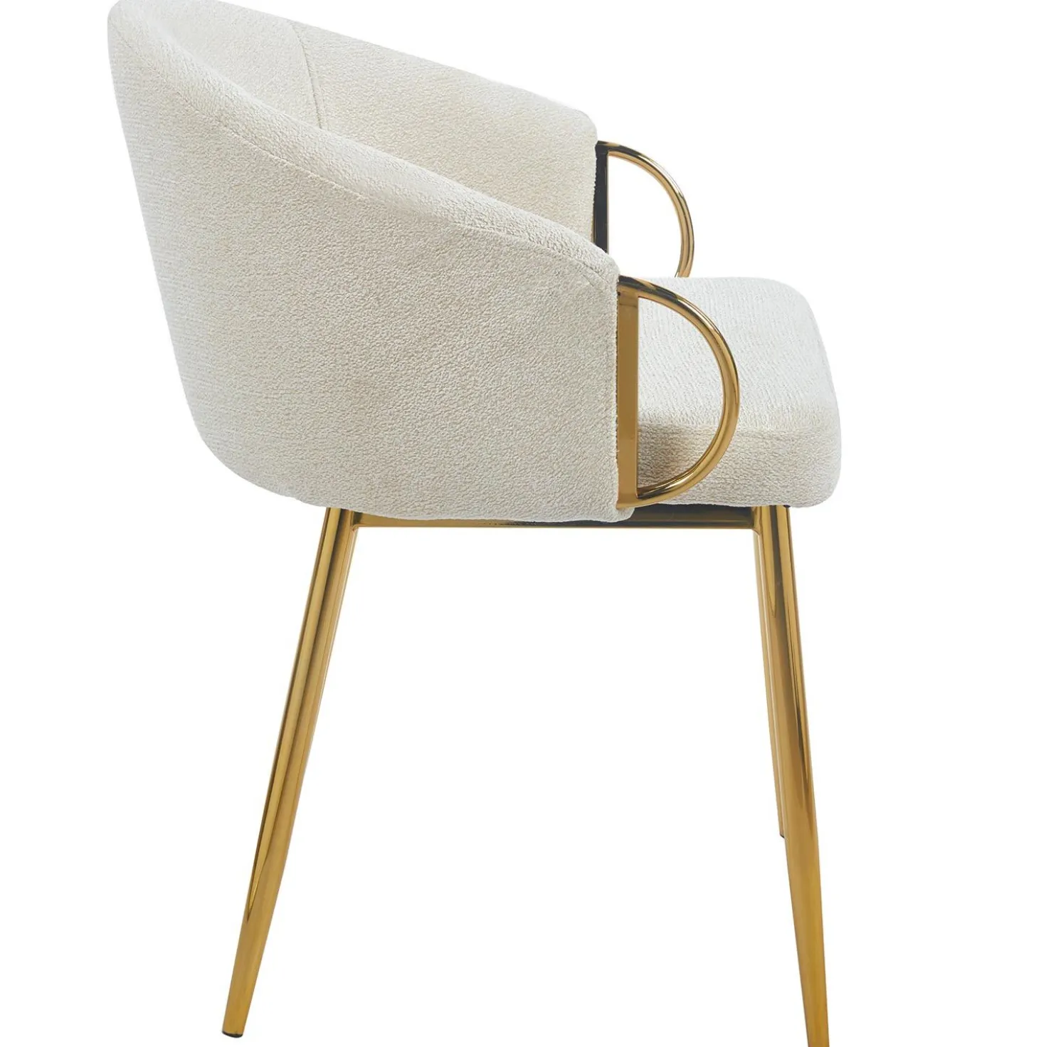 Lot de 2 chaises arrondies et matelassées Patricia Métal doré et Tissu Beige
