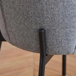 Lot de 2 chaises arrondies et matelassées Isabeau Métal Noir et Tissu Gris