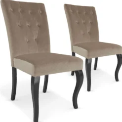 Lot de 2 chaises Beata velours Taupe