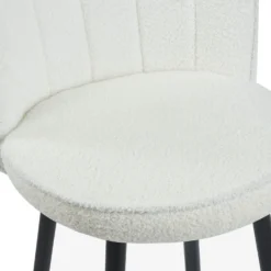 Lot de 2 chaises de bar au dossier incurvé Philippa Tissu bouclette Crème