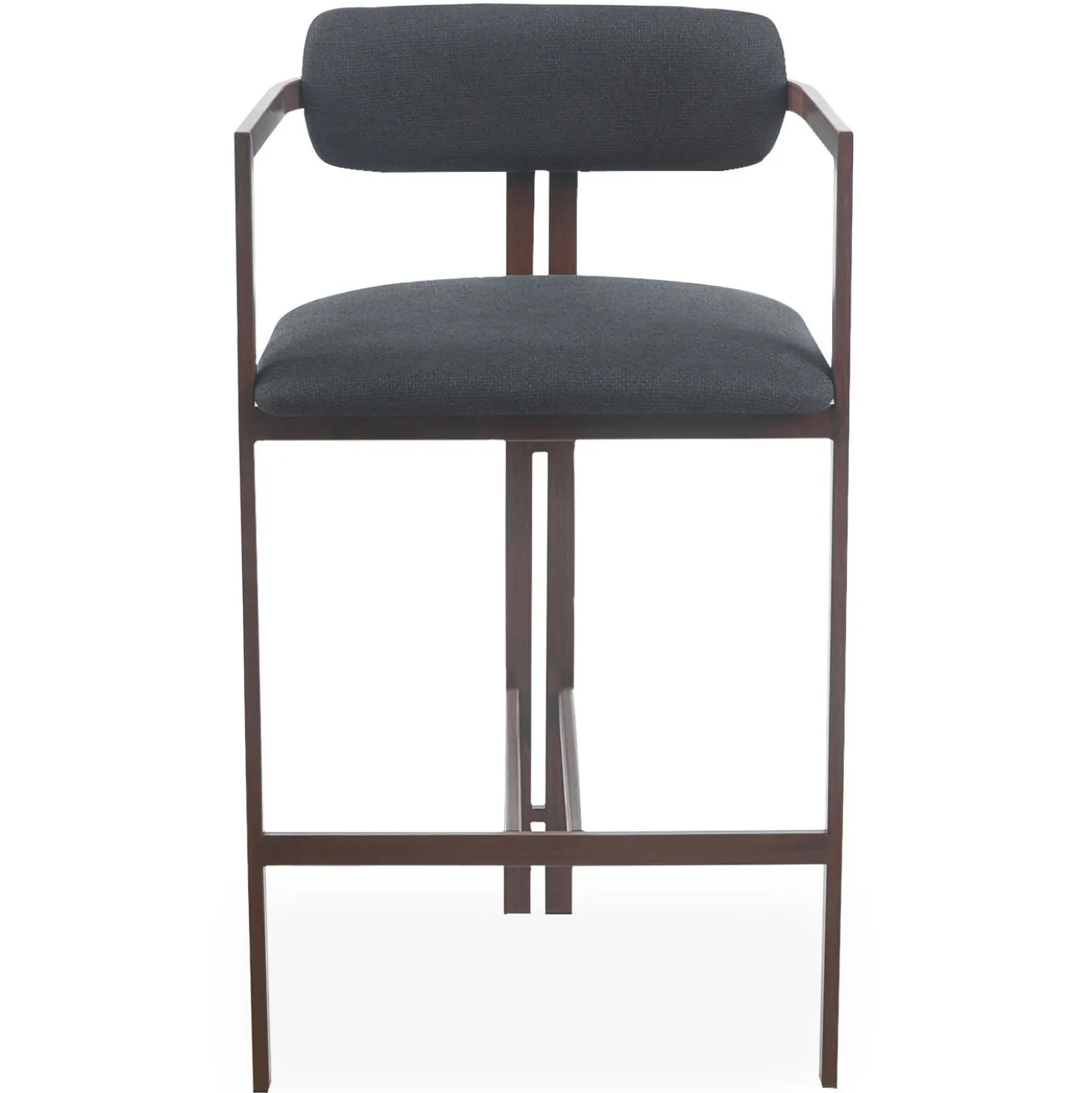 Lot de 2 chaises de bar design Galilea Métal Effet bois foncé et Tissu Anthracite