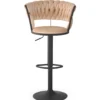 Lot de 2 chaises de bar dossier arrondi style maillage Xenox Velours Beige et Métal Noir