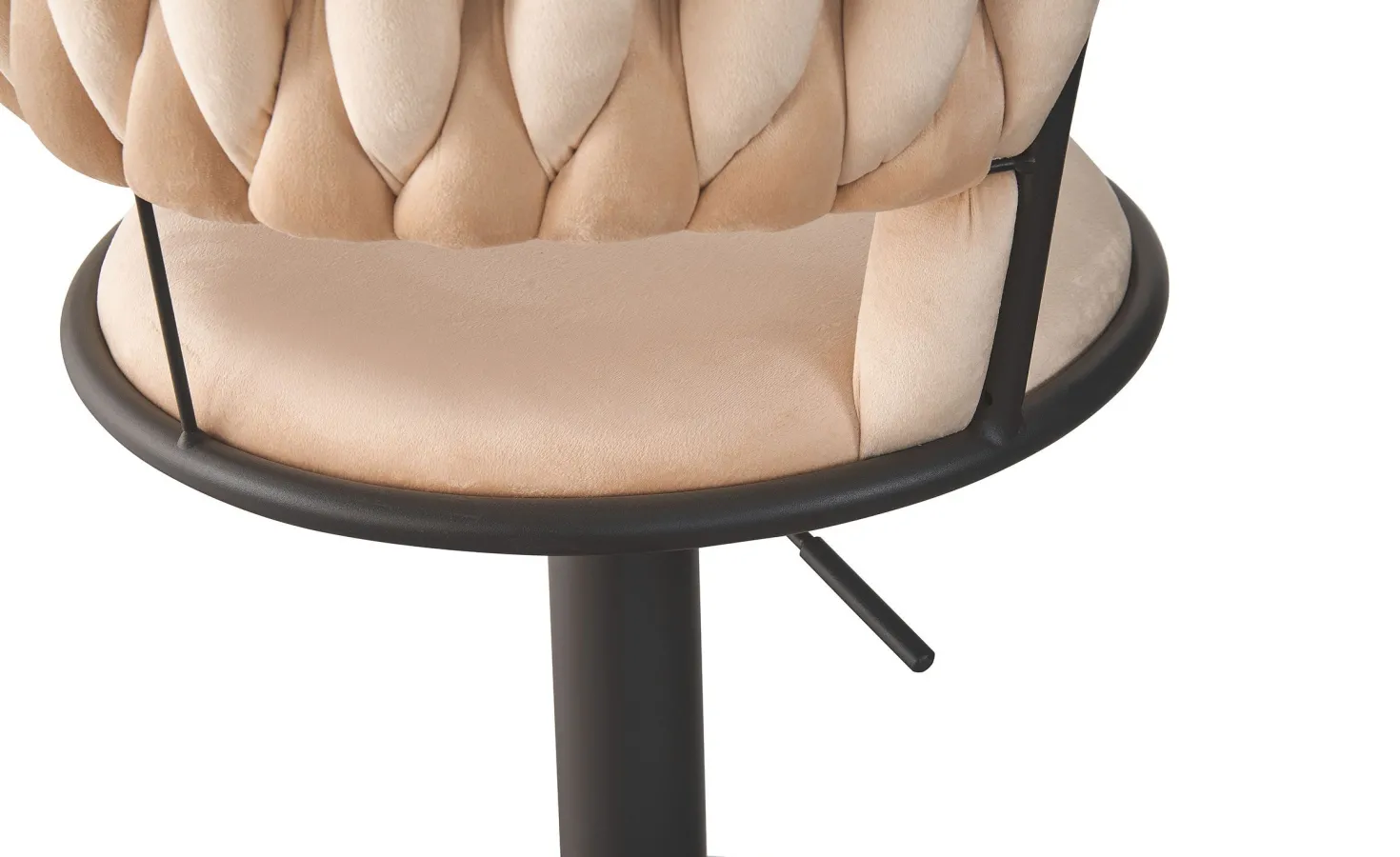 Lot de 2 chaises de bar dossier arrondi style maillage Xenox Velours Beige et Métal Noir