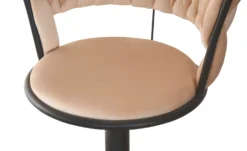 Lot de 2 chaises de bar dossier arrondi style maillage Xenox Velours Beige et Métal Noir