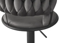 Lot de 2 chaises de bar dossier arrondi style maillage Xenox Velours Gris et Métal Noir