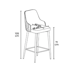 Lot de 2 chaises de bar Nairis Velours Crème et Métal Or
