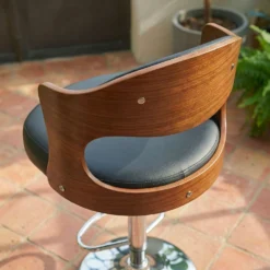 Lot de 4 chaises de bar Ruben Bois Noisette et Simili Noir