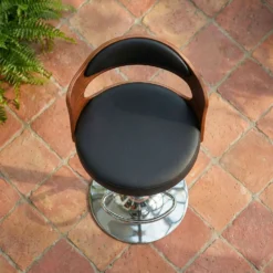 Lot de 6 chaises de bar Ruben Bois Noisette et Simili Noir