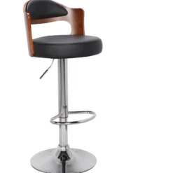 Lot de 6 chaises de bar Ruben Bois Noisette et Simili Noir