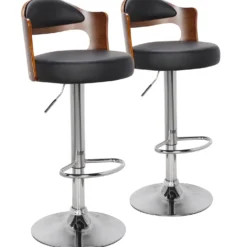 Lot de 2 chaises de bar Ruben Bois Noisette & Noir
