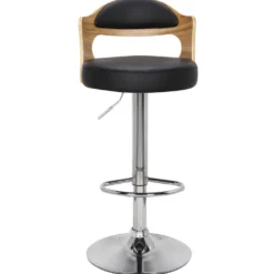 Lot de 6 chaises de bar Ruben Chêne clair et Simili Noir