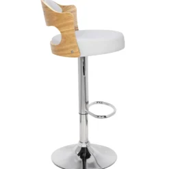 Lot de 2 chaises de bar Ruben Chêne Clair & Simili Blanc