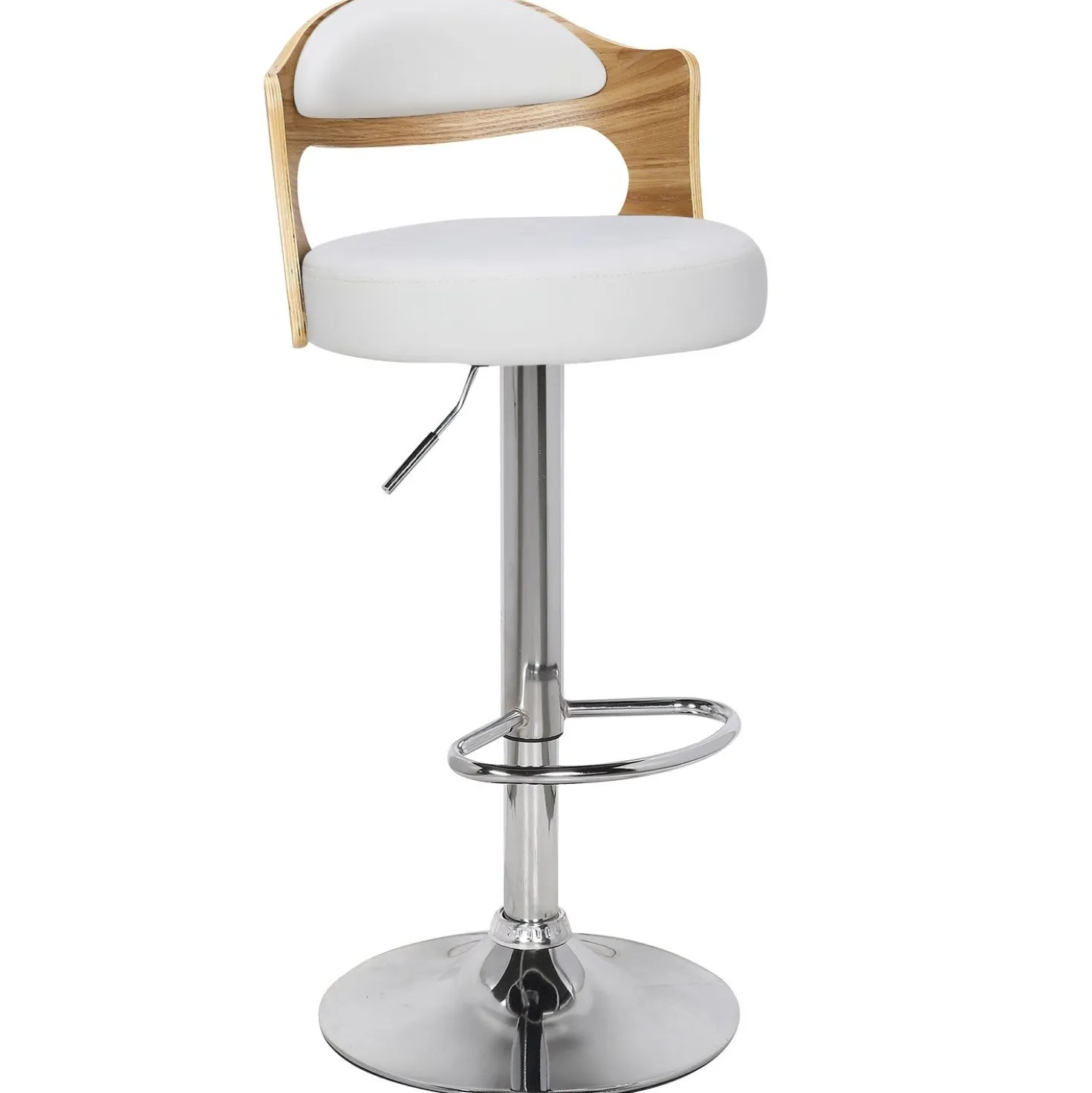 Lot de 2 chaises de bar Ruben Chêne Clair & Simili Blanc