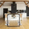Lot de 4 chaises de bar Ruben Chêne clair et Simili Blanc