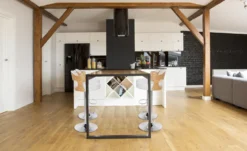 Lot de 4 chaises de bar Ruben Chêne clair et Simili Blanc