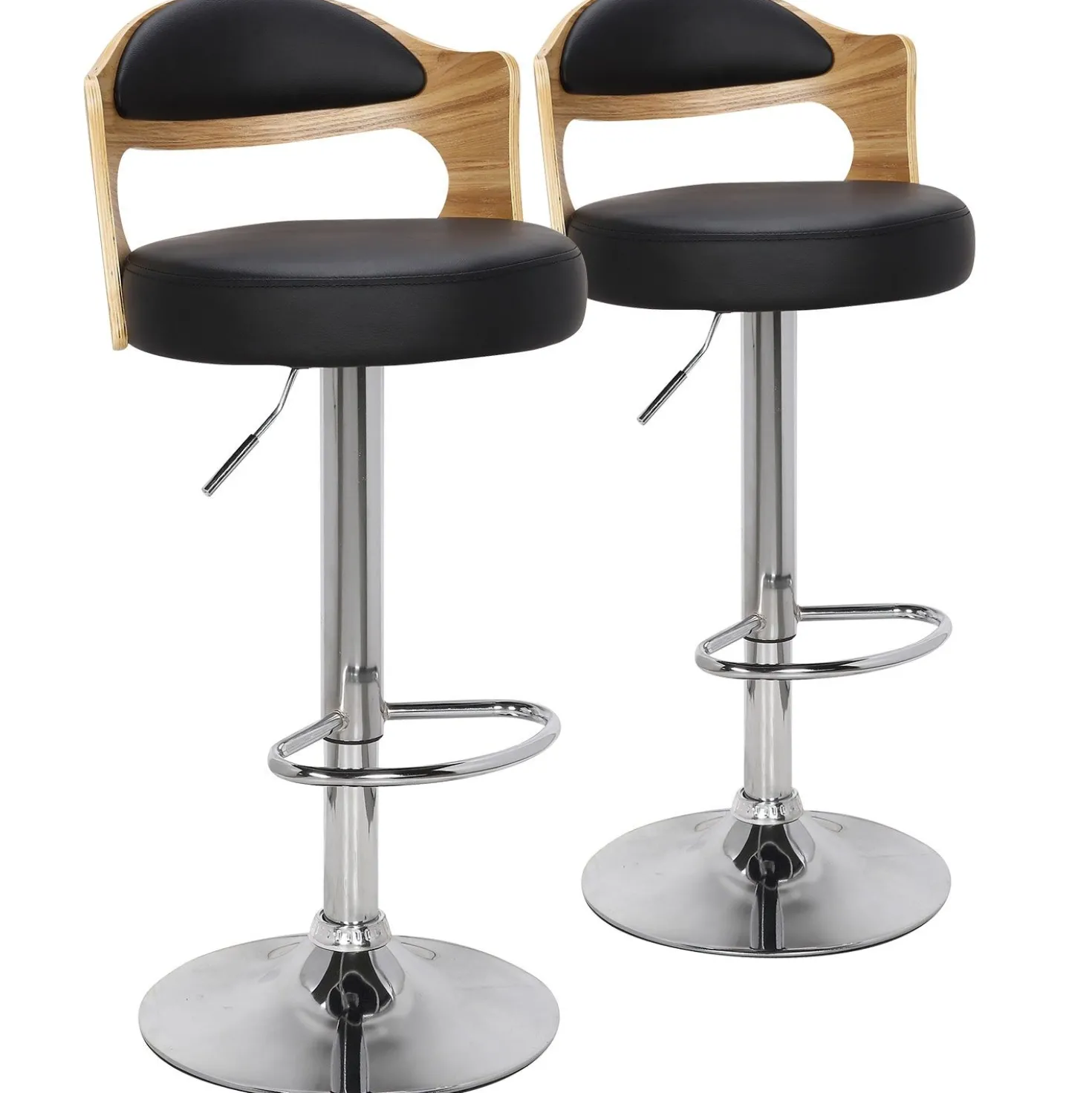 Lot de 2 chaises de bar Ruben Chêne Clair & Noir