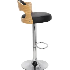 Lot de 4 chaises de bar Ruben Chêne clair et Simili Noir