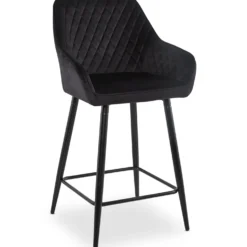 Lot de 2 chaises de bar Veronika Velours Noir