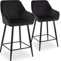 Lot de 2 chaises de bar Veronika Velours Noir