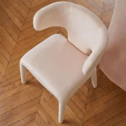 Lot de 2 chaises design dossiers arrondis Cotony Tissu Beige