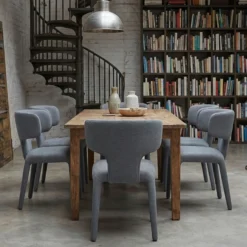 Lot de 2 chaises design dossiers arrondis Cotony Tissu Gris