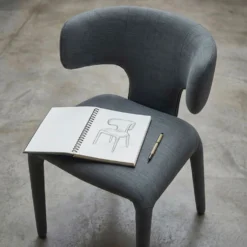 Lot de 2 chaises design dossiers arrondis Cotony Tissu Gris