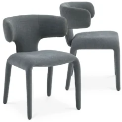 Lot de 2 chaises design dossiers arrondis Cotony Tissu Gris