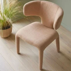Lot de 2 chaises design dossiers arrondis Cotony Tissu Taupe clair