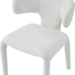 Lot de 2 chaises design dossiers arrondis Cotony Tissu bouclette Blanc
