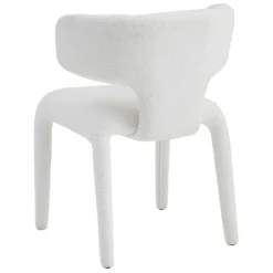 Lot de 2 chaises design dossiers arrondis Cotony Tissu bouclette Blanc