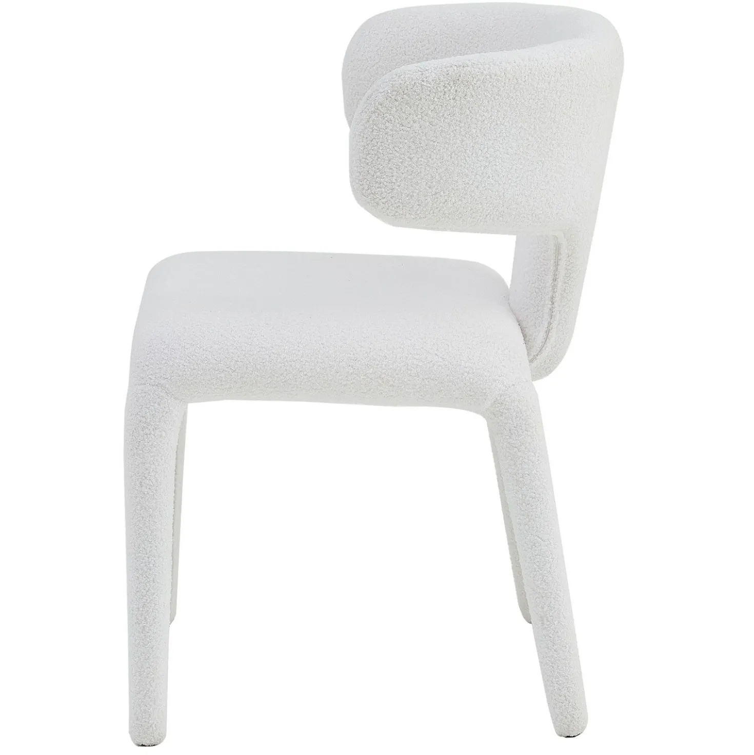 Lot de 2 chaises design dossiers arrondis Cotony Tissu bouclette Blanc