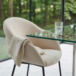 Lot de 6 chaises design enveloppant Ingrid Tissu beige