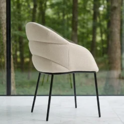 Lot de 2 chaises design enveloppant Ingrid Tissu beige