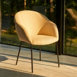 Lot de 2 chaises design enveloppant Ingrid Tissu beige