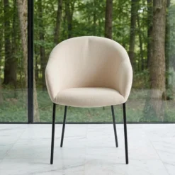 Lot de 4 chaises design enveloppant Ingrid Tissu beige