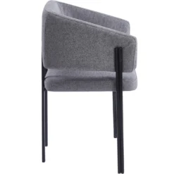 Lot de 2 chaises design et matelassées Isaure Métal Noir et Tissu Gris