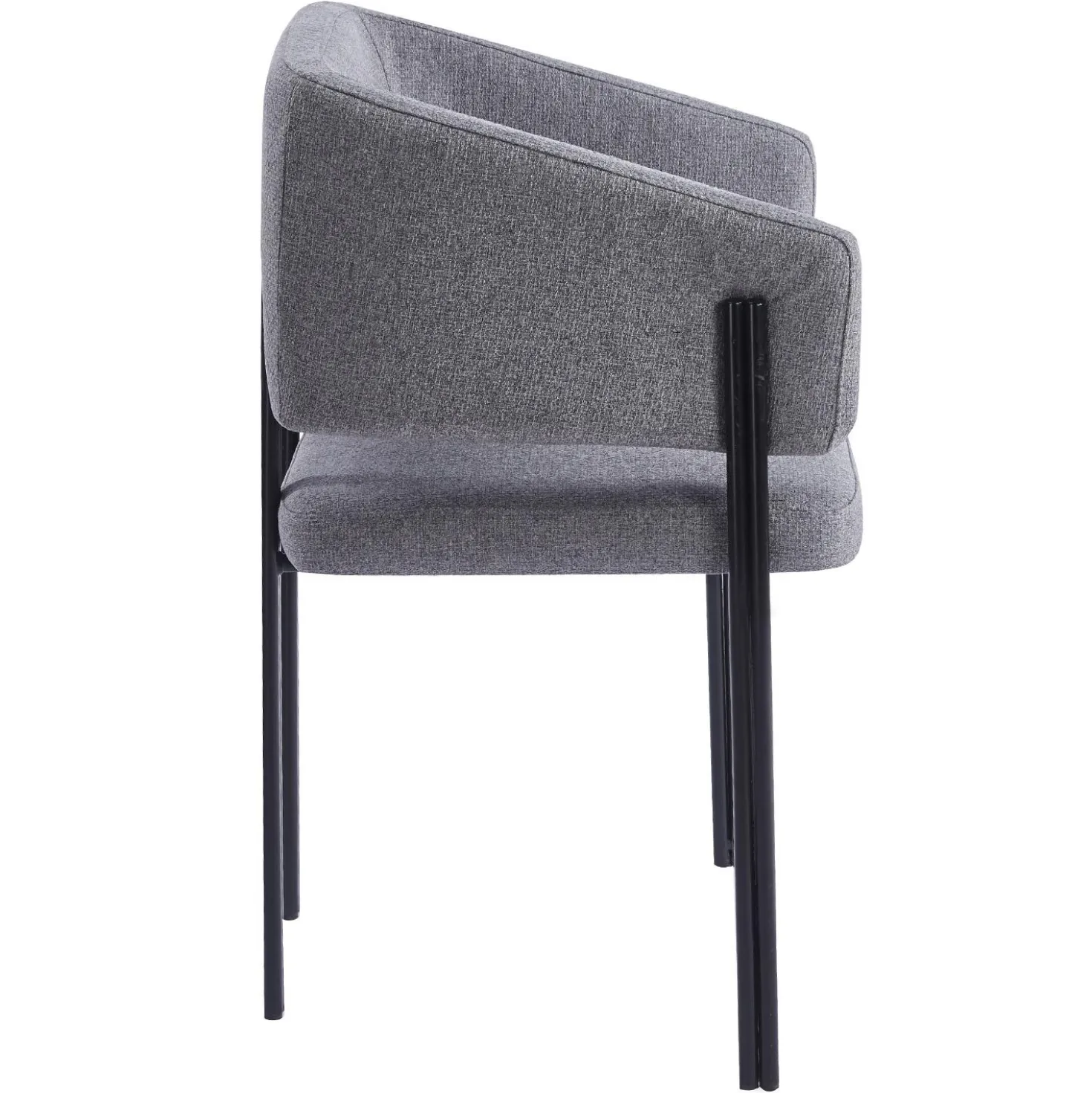 Lot de 2 chaises design et matelassées Isaure Métal Noir et Tissu Gris
