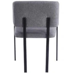Lot de 2 chaises design et matelassées Isaure Métal Noir et Tissu Gris