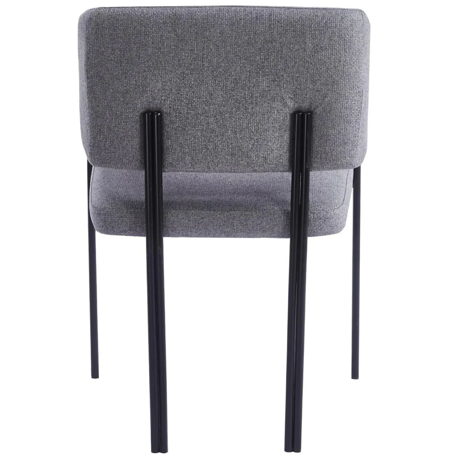 Lot de 2 chaises design et matelassées Isaure Métal Noir et Tissu Gris