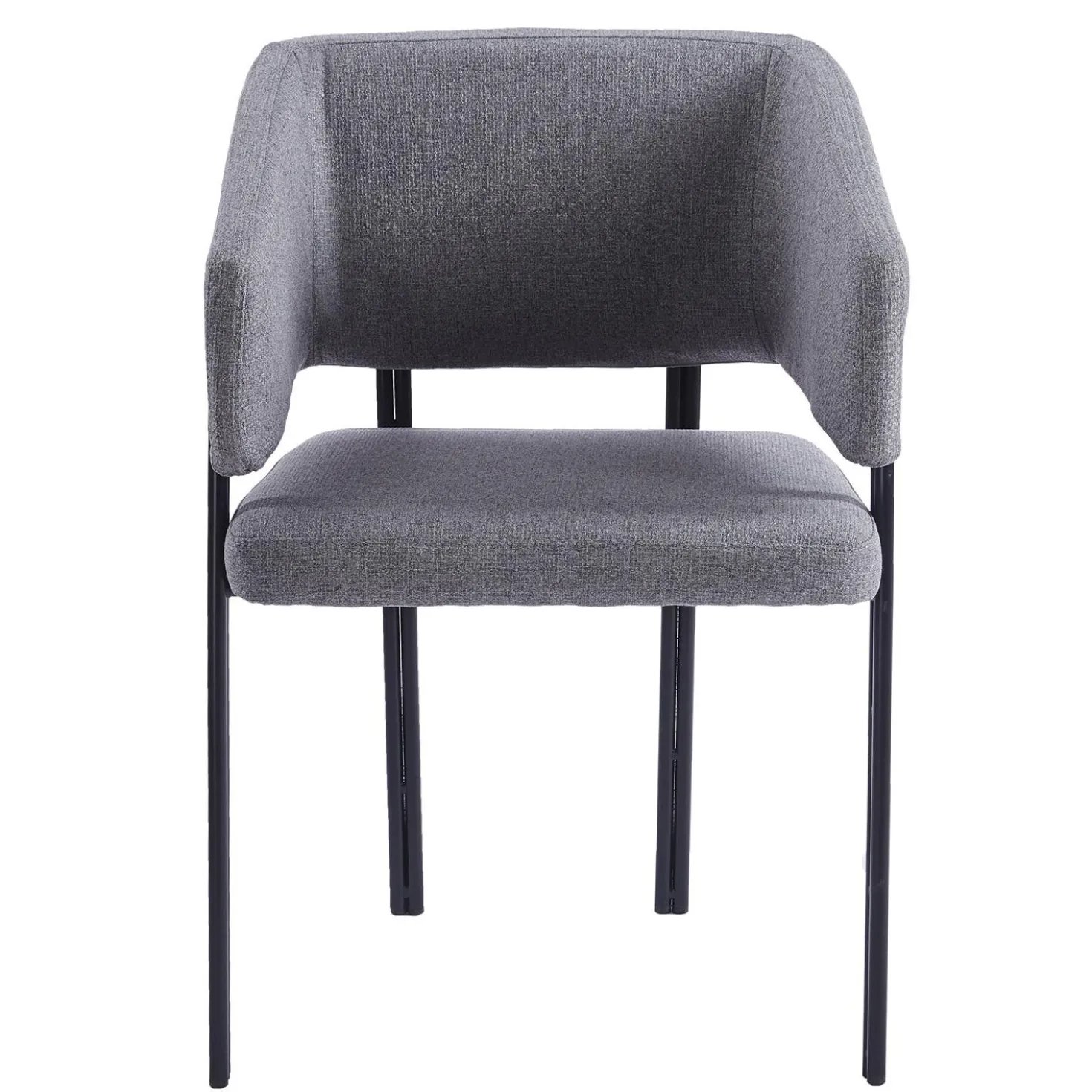 Lot de 2 chaises design et matelassées Isaure Métal Noir et Tissu Gris