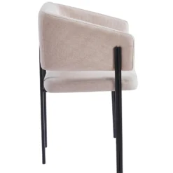 Lot de 2 chaises design et matelassées Isaure Métal Noir et Tissu Beige