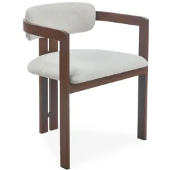 Lot de 2 chaises design Galilea Métal Effet bois foncé et Tissu Beige