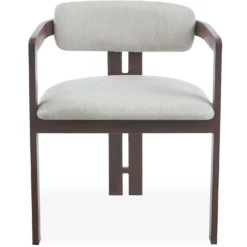 Lot de 2 chaises design Galilea Métal Effet bois foncé et Tissu Beige