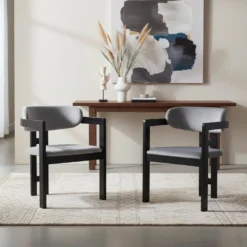Lot de 2 chaises design Oregon Bois noir et Velours Gris