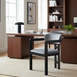 Lot de 2 chaises design Oregon Bois noir et Velours Gris