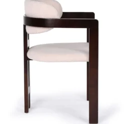Lot de 2 chaises design Oregon Bois foncé et Tissu bouclette Beige