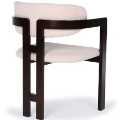 Lot de 2 chaises design Oregon Bois foncé et Tissu bouclette Beige
