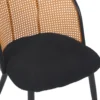 Lot de 6 chaises design Showan avec cannage Rotin et Tissu bouclette Noir