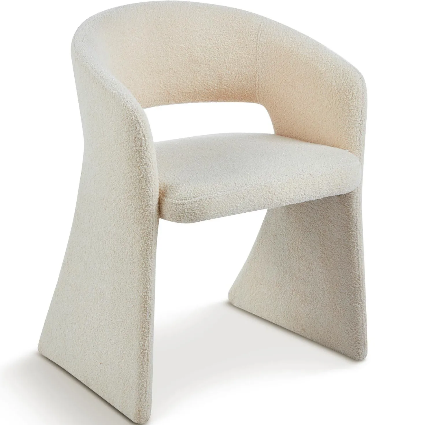 Lot de 4 chaises design Tootsie Tissu bouclette Crème
