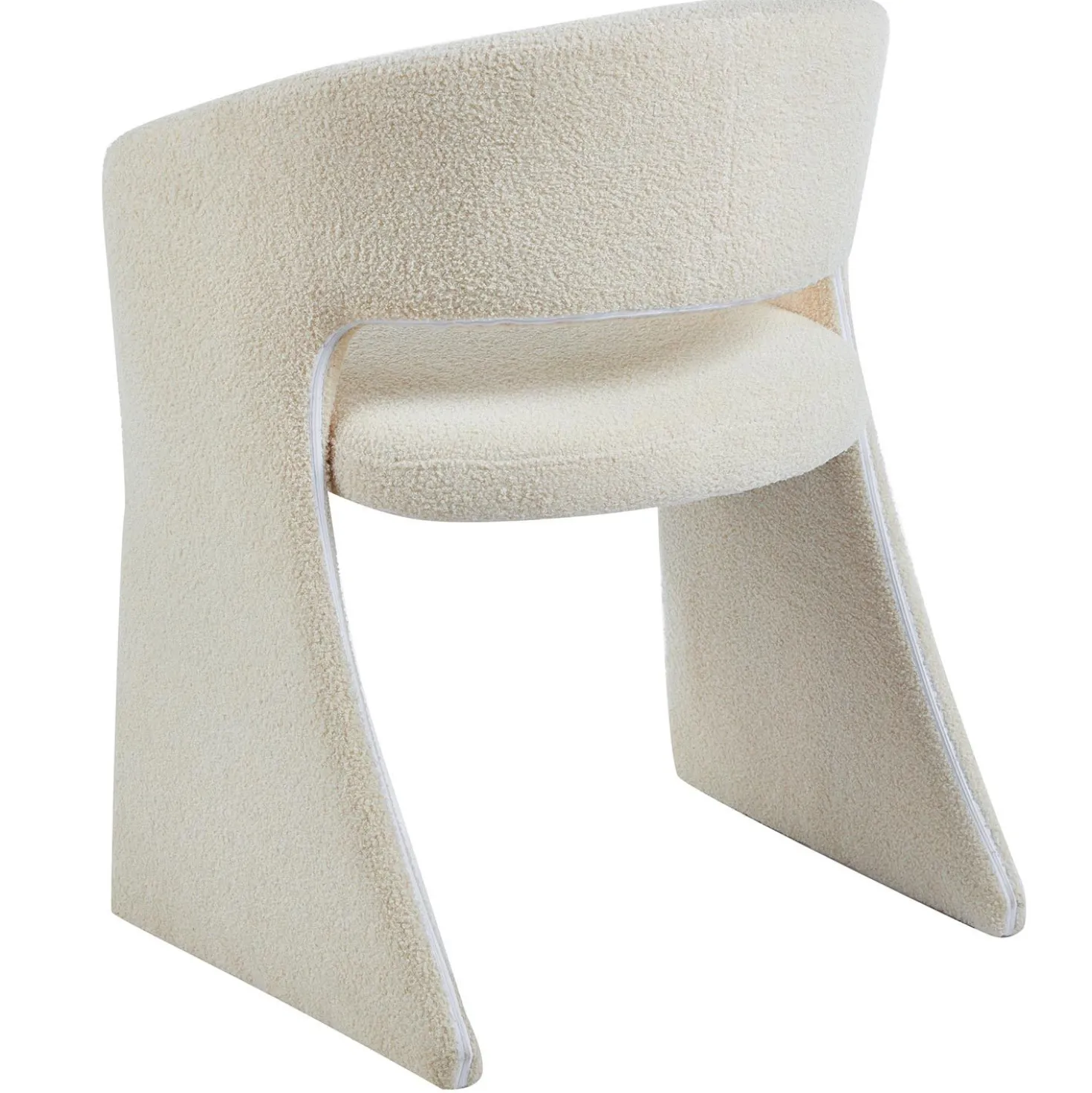 Lot de 4 chaises design Tootsie Tissu bouclette Crème